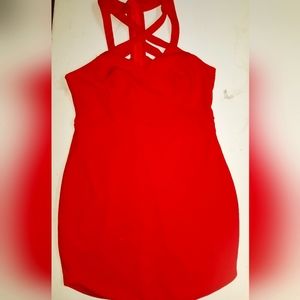 Windsor Red Halter Racerback Dress Lrg